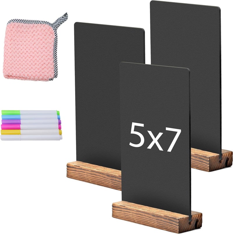 JDEA Desktop Chalkboard Sign Double-Sided Chalkboard with Wooden Base (3 Pack 7.9x5.1) - Image 1